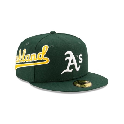 Oakland Athletics Gorra | New Era MLB Slant 59fifty Fitted Cap Mexico - Verdes